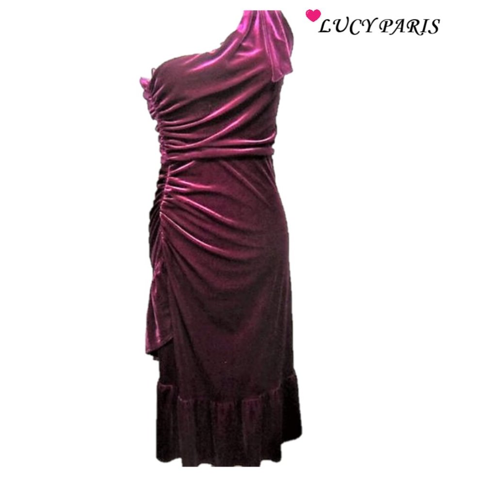 NWT LUCY PARIS PARTY DRESS IN PURPLE FAUX VELVET